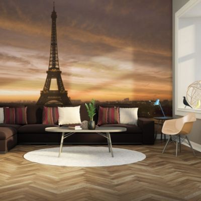 Papier peint intissé panoramique ville et architecture tour eiffel à l'aube 200x154 cm