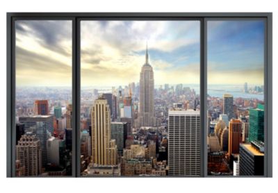Papier peint intissé panoramique ville et architecture ville derrière vitre 150x105 cm
