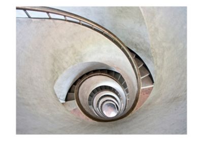 Papier peint intissé panoramique ville et architecture white spiral stairs 300x231 cm