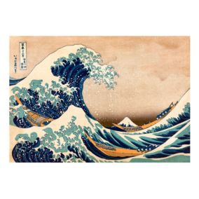 Papier peint intissé panoramique vintage et retro hokusai: the great wave off kanagawa (reproduction) 350x245 cm