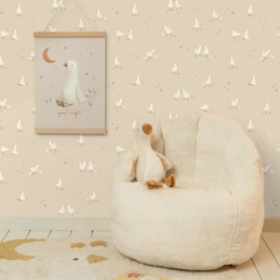 Papier peint intissé Petite Oie et ses oisons 1000 x 53cm Beige rosé, ocre, blanc