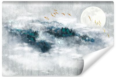Papier Peint Intissé Photo ABSTRAKTION Lune Béton Pour Chambre 360cm x 240cm
