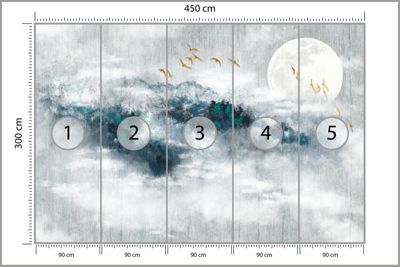 Papier Peint Intissé Photo ABSTRAKTION Lune Béton Pour Chambre 450cm x 300cm