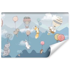 Papier Peint Intissé Photo ANIMAUX Ballons Nuages Pour Chambre Enfants 135cm x 90cm