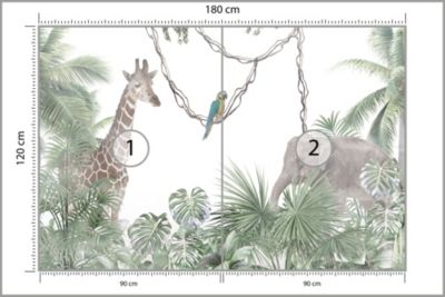 Papier Peint Intissé Photo ANIMAUX Forêt Tropicale Pour Chambre Enfants 180cm x 120cm