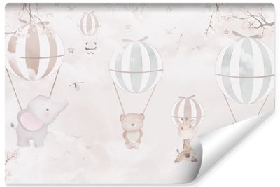 Papier Peint Intissé Photo BALLONS Animaux Fleurs Pour Chambre Enfants 315cm x 210cm