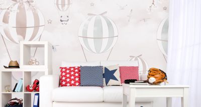 Papier Peint Intissé Photo BALLONS Animaux Fleurs Pour Chambre Enfants 315cm x 210cm