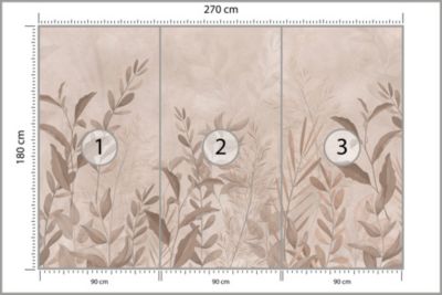 Papier Peint Intissé Photo FEUILLES DE Bananier Beige Fines Pour Salon 270cm x 180cm