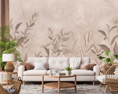 Papier Peint Intissé Photo FEUILLES DE Bananier Beige Fines Pour Salon 270cm x 180cm