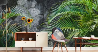 Papier Peint Intissé Photo FEUILLES De Palmier Béton Pour La Chambre 368cm x 254cm