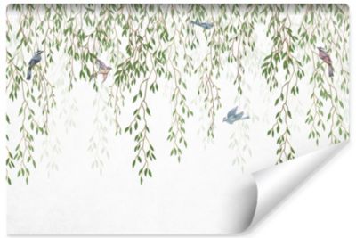 Papier Peint Intissé Photo FEUILLES Oiseaux Nature Pour Salon 315cm x 210cm