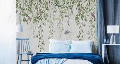 Papier Peint Intissé Photo FEUILLES Oiseaux Nature Pour Salon 405cm x 270cm
