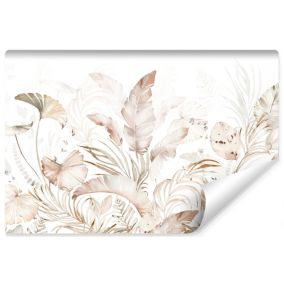 Papier Peint Intissé Photo FEUILLES Plantes Aquarelle Pour Salon 368cm x 254cm
