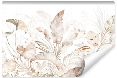Papier Peint Intissé Photo FEUILLES Plantes Aquarelle Pour Salon 460cm x 300cm