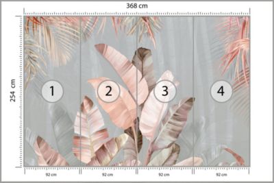 Papier Peint Intissé Photo FEUILLES Plantes Exotiques Pour Chambre 368cm x 254cm