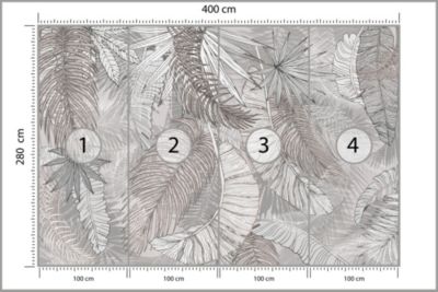 Papier Peint Intissé Photo FEUILLES Plantes Tropicale Pour Salon 400cm x 280cm