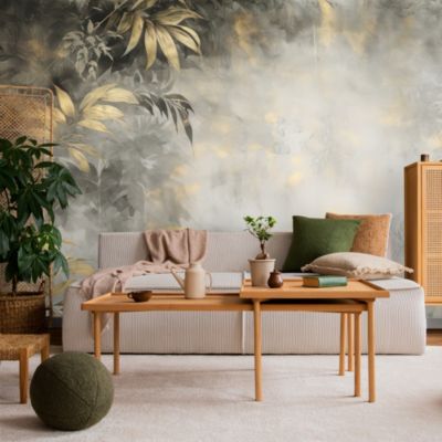 Papier Peint Intissé Photo FEUILLES Tropicales Béton Pour Chambre 180cm x 120cm