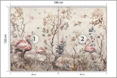 Papier Peint Intissé Photo FLAMANTS Style Rétro Pour Chambre 180cm x 120cm