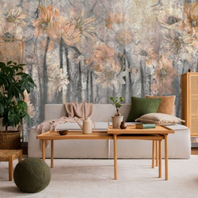 Papier Peint Intissé Photo FLEURS Béton Abstraction Pour Salon 405cm x 270cm