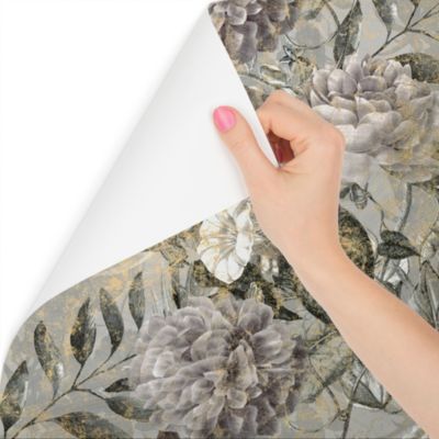 Papier Peint Intissé Photo FLEURS Feuilles Béton Rétro Pour Salon 90cm x 60cm
