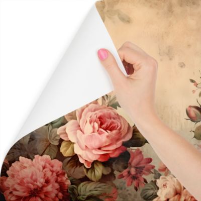 Papier Peint Intissé Photo FLEURS Feuilles Style Rétro Pour Chambre 300cm x 210cm