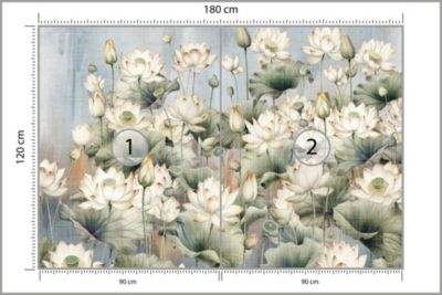 Papier Peint Intissé Photo FLEURS Feuilles Vintage Pour Chambre 180cm x 120cm