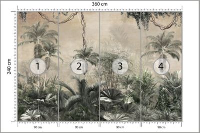 Papier Peint Intissé Photo FORÊT Tropicales Vintage Photo Pour Chambre 360cm x 240cm