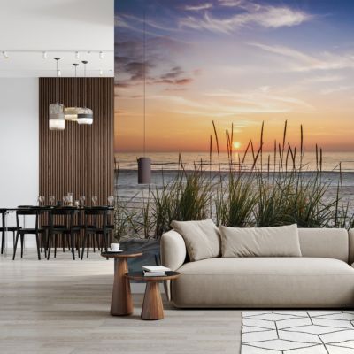 Papier Peint Intissé Photo MER Plage Coucher De Soleil Pour Chambre 300cm x 210cm