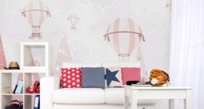 Papier Peint Intissé Photo MONTAGNES Nuages Ballons Pour Chambre Enfants 450cm x 300cm