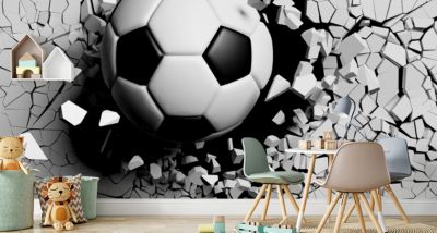 Papier Peint Intissé Photo Mural Pour Chambre D'Adolescent FOOTBALL Abstraction 3D 180cm x 120cm