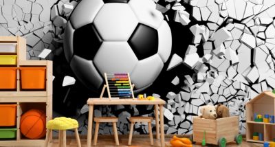 Papier Peint Intissé Photo Mural Pour Chambre D'Adolescent FOOTBALL Abstraction 3D 180cm x 120cm