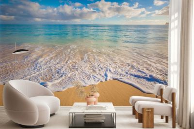 Papier Peint Intissé Photo Mural Pour Salon MER Plage Nuages Nature Paysage 3D 300cm x 210cm