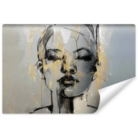 Papier Peint Intissé Photo Mural Pour Salon PORTRAIT DE FEMME Abstraction 135cm x 90cm