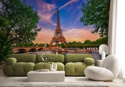 Papier Peint Intissé Photo Mural TOUR EIFFEL Paris Architecture Panorama 3D 90cm x 60cm