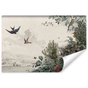 Papier Peint Intissé Photo OISEAUX Plantes Paysage 3D Pour Chambre 315cm x 210cm