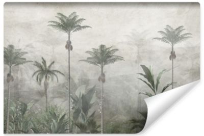 Papier Peint Intissé Photo PALMIERS Feuilles Béton Pour Salon 300cm x 210cm