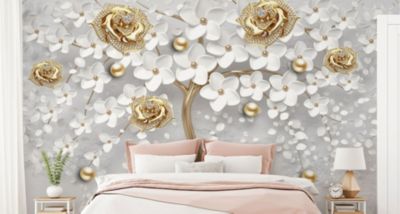 Papier Peint Intissé Photo PERLES Fleurs Arbre Pour La Chambre 360cm x 240cm