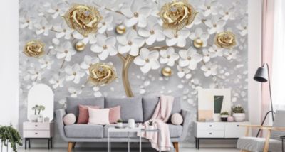 Papier Peint Intissé Photo PERLES Fleurs Arbre Pour La Chambre 360cm x 240cm