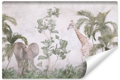 Papier Peint Intissé Photo PLANTES Animaux Béton Nature Pour Salon 270cm x 180cm