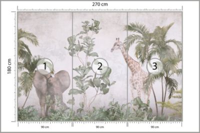 Papier Peint Intissé Photo PLANTES Animaux Béton Nature Pour Salon 270cm x 180cm