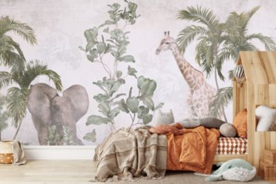 Papier Peint Intissé Photo PLANTES Animaux Béton Nature Pour Salon 270cm x 180cm