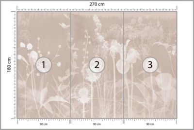 Papier Peint Intissé Photo PLANTES DE CHAMP Rétro Pour Chambre 270cm x 180cm