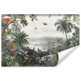 Papier Peint Intissé Photo PLANTES Oiseaux Paysage 3D Pour Salon 135cm x 90cm