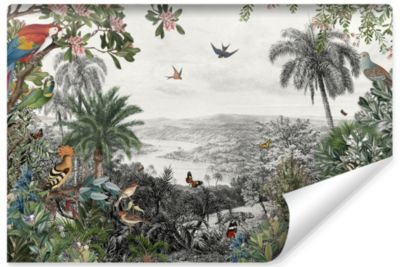 Papier Peint Intissé Photo PLANTES Oiseaux Paysage 3D Pour Salon 405cm x 270cm