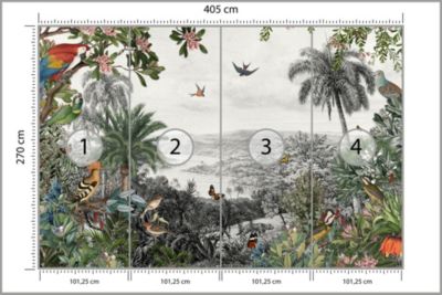 Papier Peint Intissé Photo PLANTES Oiseaux Paysage 3D Pour Salon 405cm x 270cm