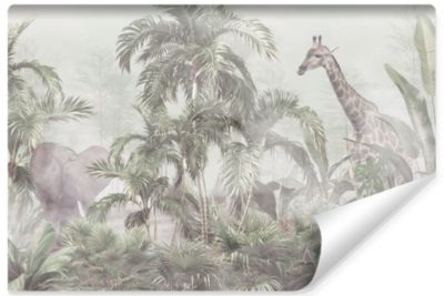 Papier Peint Intissé Photo PLANTES Tropicales Animaux Pour Salon 460cm x 300cm