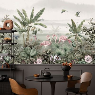 Papier Peint Intissé Photo PLANTES Tropicales Oiseaux Pour Salon 460cm x 300cm
