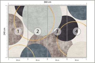 Papier Peint Intissé Photo Pour Chambre CERCLE Modèle d'Abstraction 360cm x 240cm