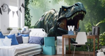 Papier Peint Intissé Photo Pour Chambre D'Adolescent DINOSAURE Forêt Modèle 3D 400cm x 280cm