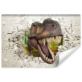 Papier Peint Intissé Photo Pour Chambre D'Enfant DINOSAURE Mur De Briques 135cm x 90cm